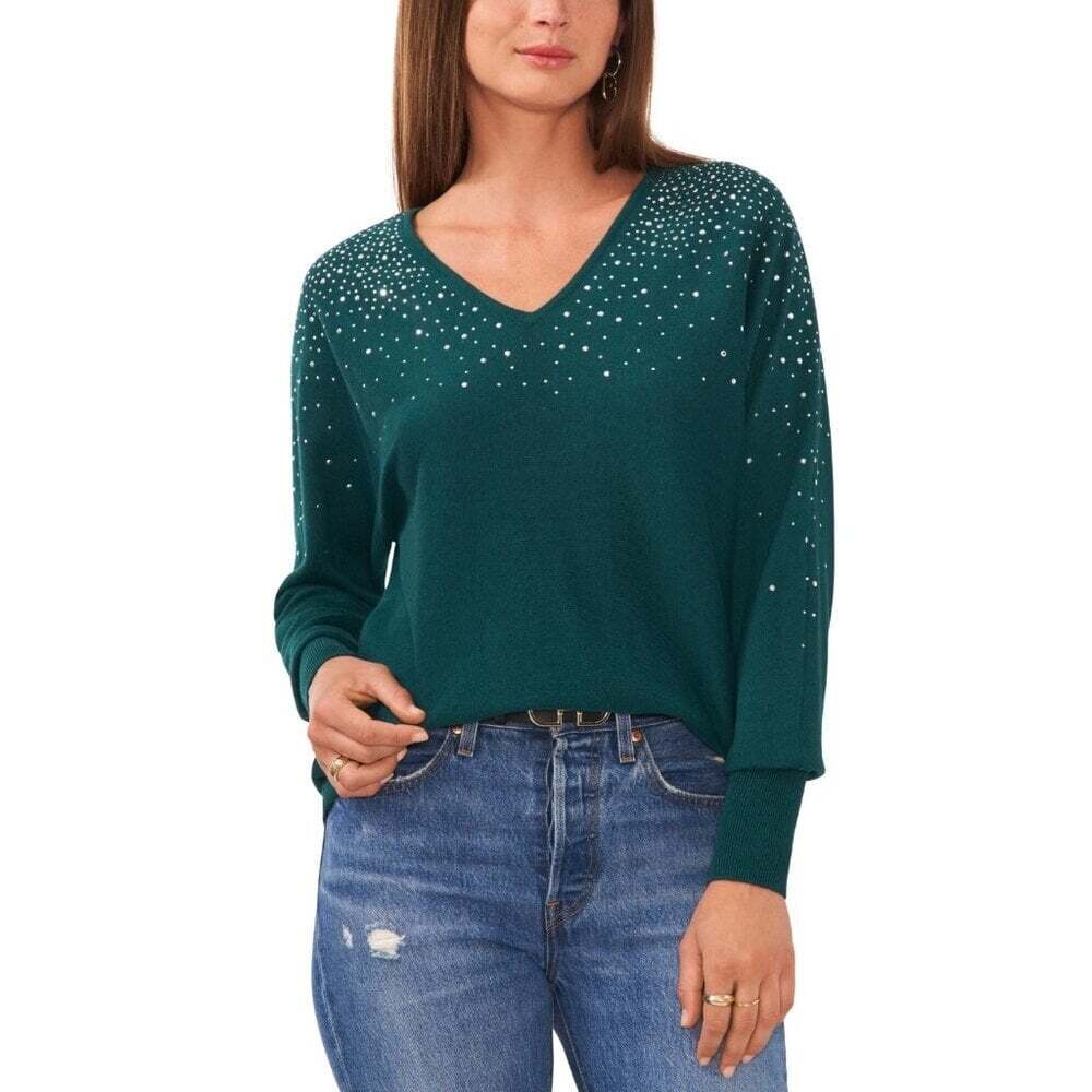 Sam and Jess Womens Knit Long Sleeve V-Neck Sweater Size Small